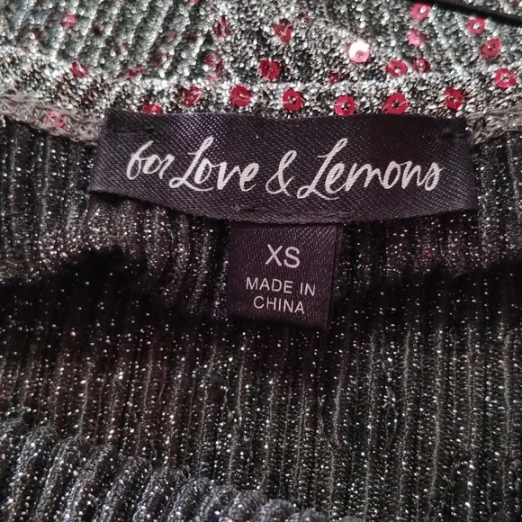 For Love & Lemons Constance Sparkle Slip Party Dress Silver Size Xs - Picture 4 of 9